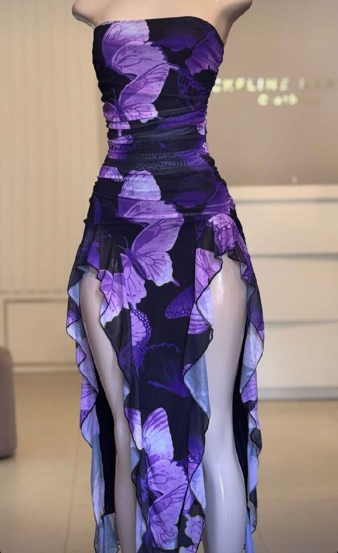 Butterfly Noir Strapless Ruched Dress PDF Pattern — Night Out Bodycon with Butterfly Hem