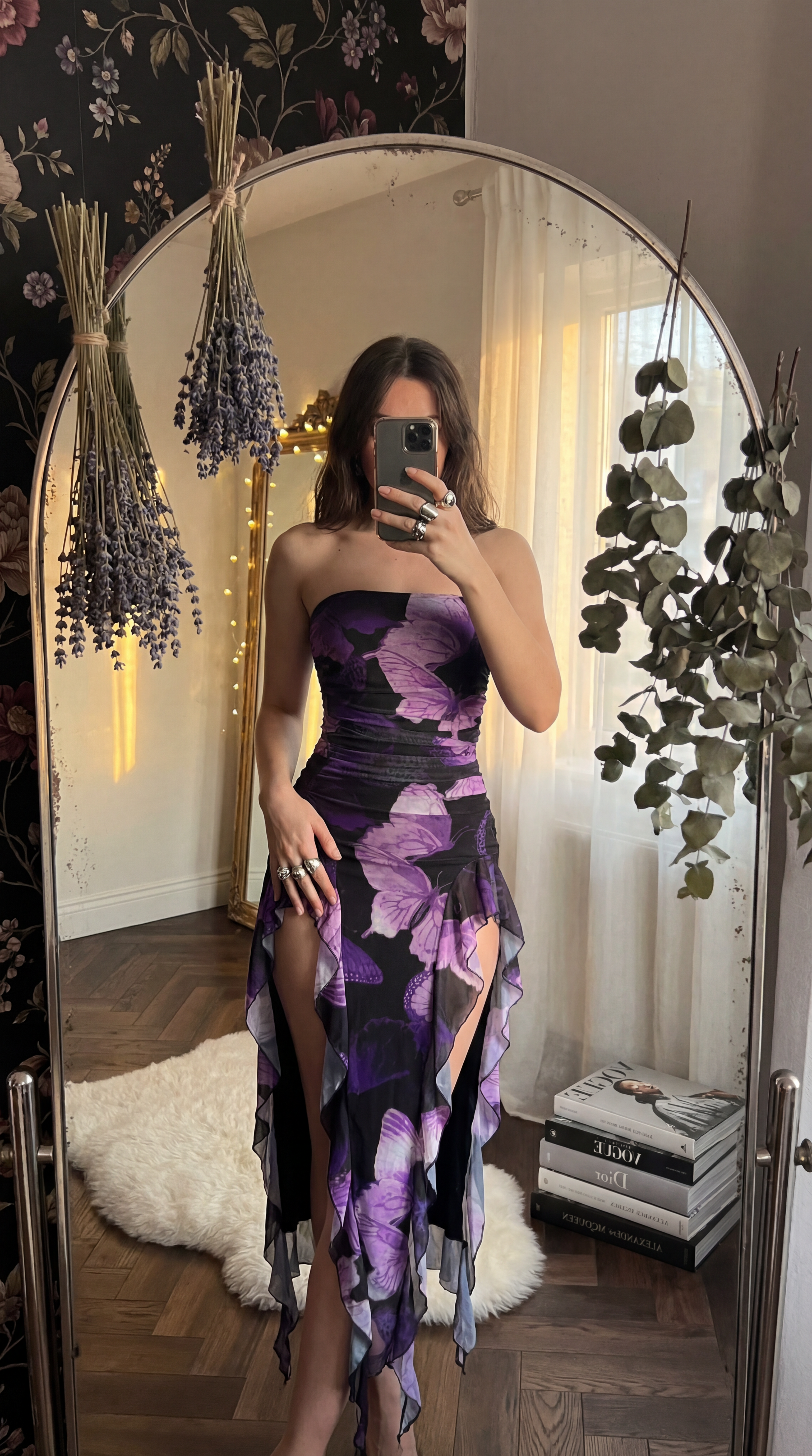 Butterfly Noir Strapless Ruched Dress PDF Pattern — Night Out Bodycon with Butterfly Hem