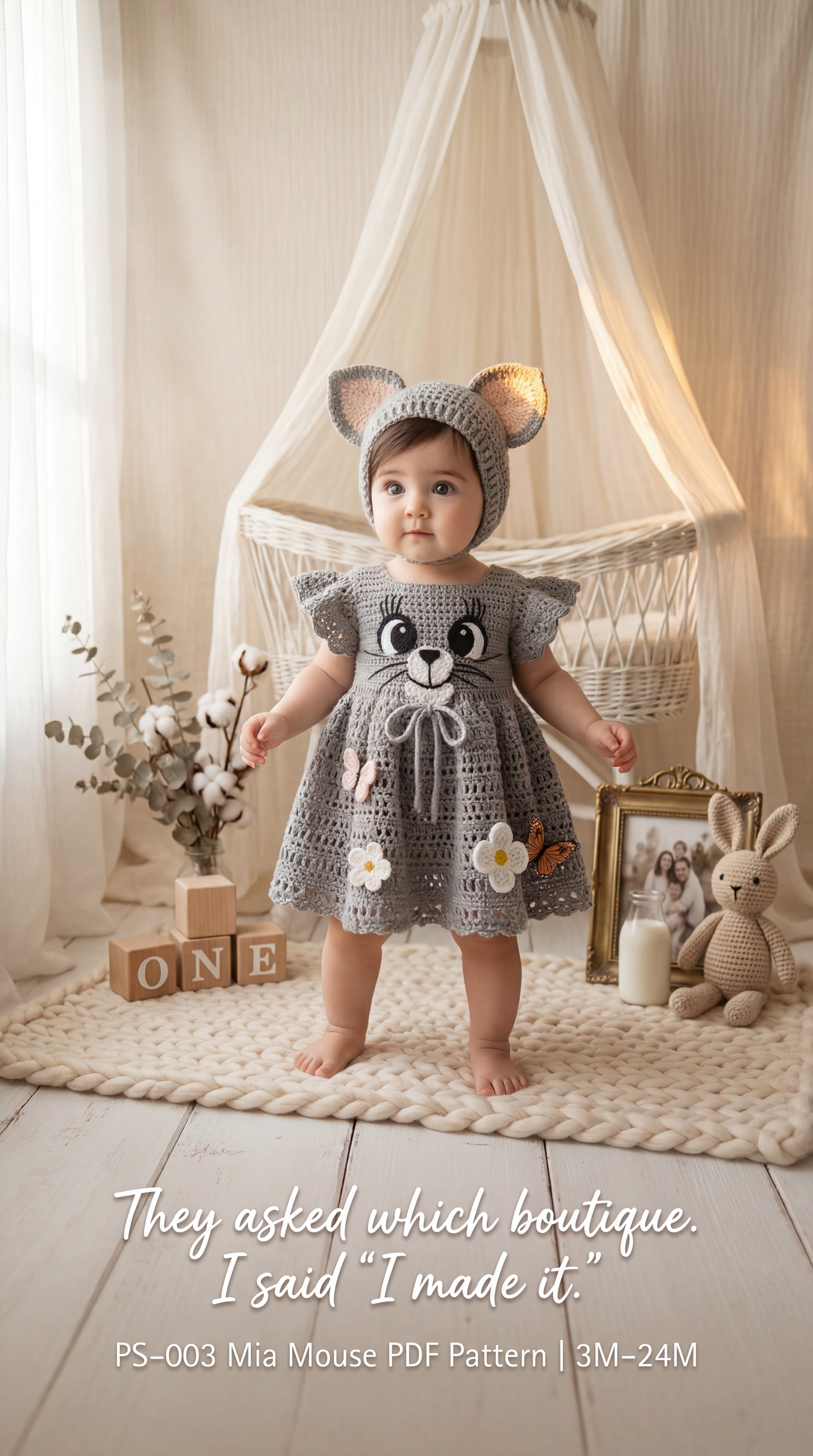 Mia Mouse Heirloom Baby Dress & Bonnet PDF — The Dress That Steals Every Photo Album